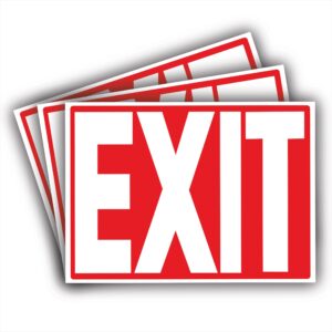 3 x exit sign stickers, exit signs designed as per nfpa safety standards (10 x 7 inches) premium uv protected, strong adhesive vinyl scratch, fade resistance and spill proof, indoor and outdoor