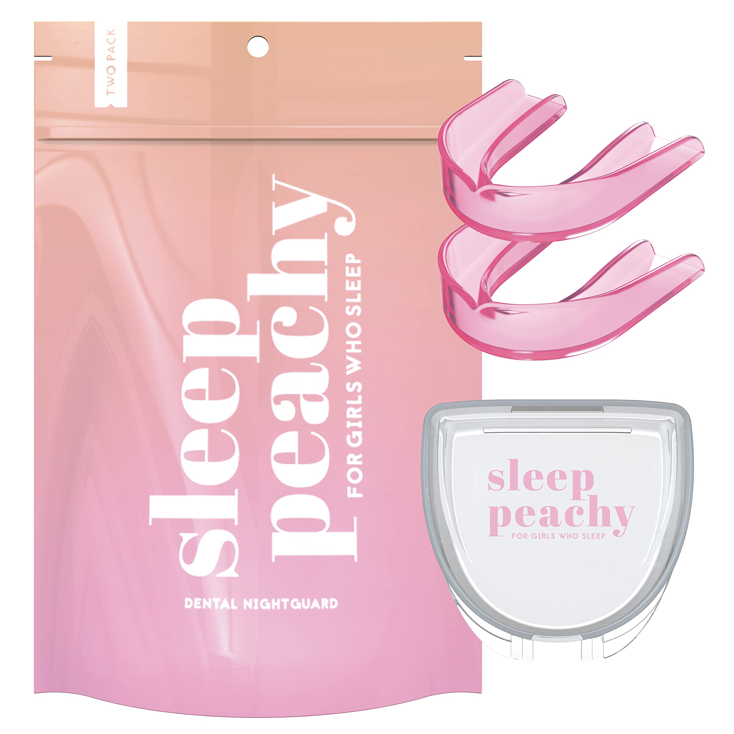 Sleep Peachy Night Guard for Women - Pack of 2 Mouth Guard for Teeth Grinding, Clenching and Bruxism (Pink)