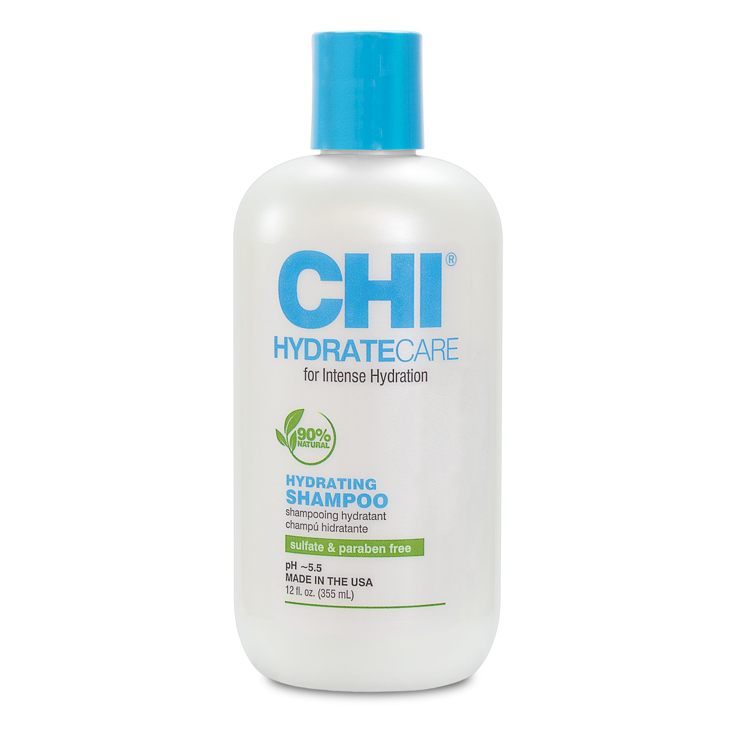 CHI HydrateCare Hydrating Shampoo, Balances Hair Moisture and Protects Against Damage and Hair Breakage, Sulfate, Paraben, & Cruelty-Free, 12 Oz