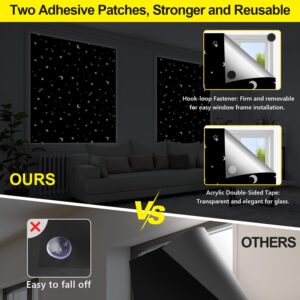 FADOTY 100% Blackout Window Cover 40" x 57" Travel Blackout Curtains for Bedroom Dorm Room Windows Temporary Blackout Blinds Shades for Night Shift Worker Traveler Black & Star