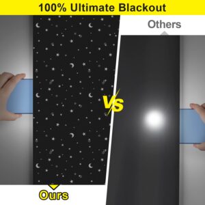 FADOTY 100% Blackout Blinds 79" x 57" Blackout Window Cover Travel Blackout Curtains for Bedroom Dorm Room Windows Temporary Blackout Shades for Night Shift Worker Black & Star