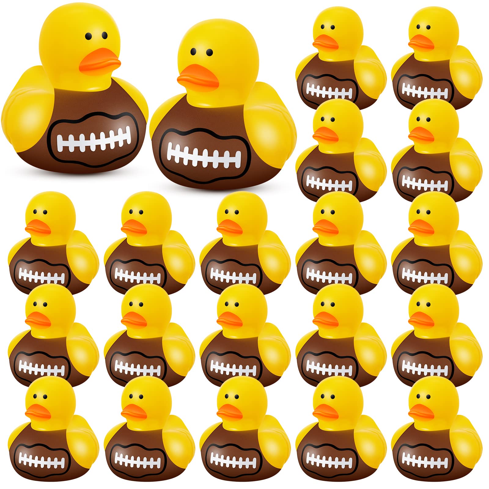 Football Rubber Ducks Floating Bath Toy Football Duck Shower Toy Football Sports Themed Mini Ducks for Bathtub Party Birthday Decoration