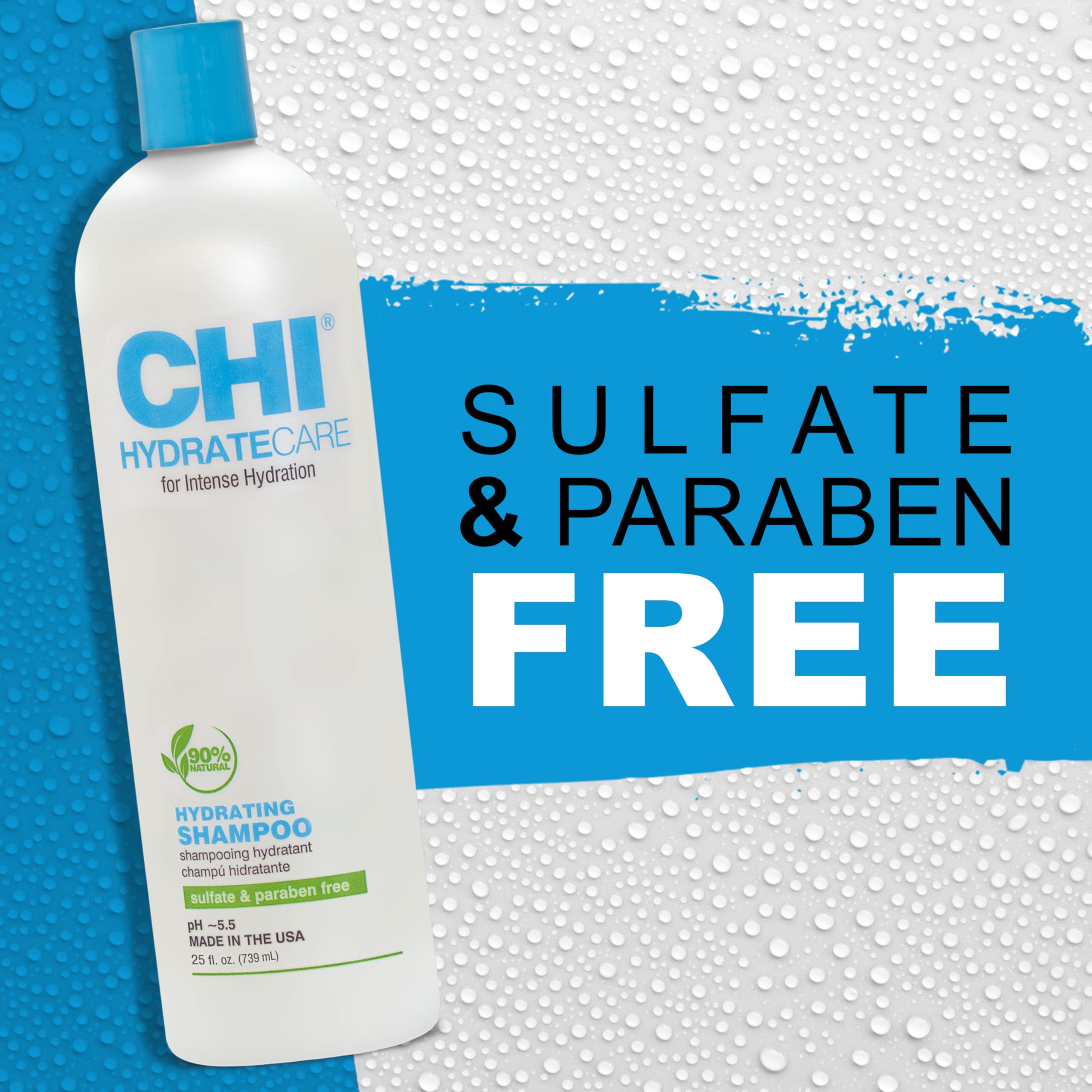 CHI HydrateCare Hydrating Shampoo, Balances Hair Moisture and Protects Against Damage and Hair Breakage, Sulfate, Paraben, & Cruelty-Free, 25 Oz