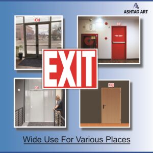 3 x Exit Sign Stickers, Exit Signs Designed as per NFPA Safety Standards (10 x 7 inches) Premium UV Protected, Strong Adhesive Vinyl Scratch, Fade Resistance and Spill Proof, Indoor and Outdoor