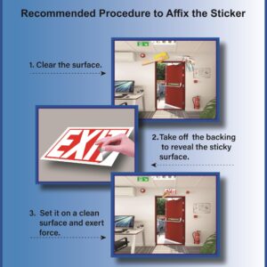 3 x Exit Sign Stickers, Exit Signs Designed as per NFPA Safety Standards (10 x 7 inches) Premium UV Protected, Strong Adhesive Vinyl Scratch, Fade Resistance and Spill Proof, Indoor and Outdoor