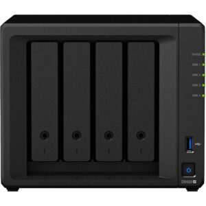 Synology DiskStation DS920+ NAS Server with Celeron 2.0GHz CPU, 8GB Memory, 72TB HDD Storage, 1TB M.2 NVMe SSD, 2 x 1GbE LAN Ports, DSM Operating System