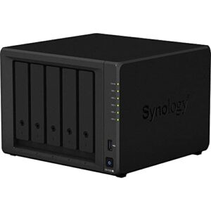 Synology DiskStation DS1520+ NAS Server with Celeron 2.0GHz CPU, 8GB Memory, 90TB HDD Storage, 1TB M.2 NVMe SSD, 4 x 1GbE LAN Ports, DSM Operating System