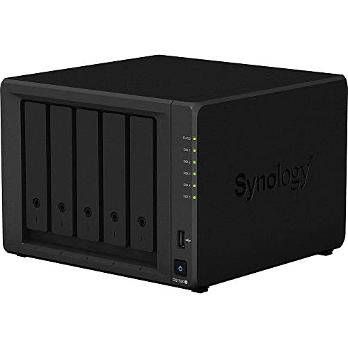 Synology DiskStation DS1520+ NAS Server with Celeron 2.0GHz CPU, 8GB Memory, 90TB HDD Storage, 1TB M.2 NVMe SSD, 4 x 1GbE LAN Ports, DSM Operating System