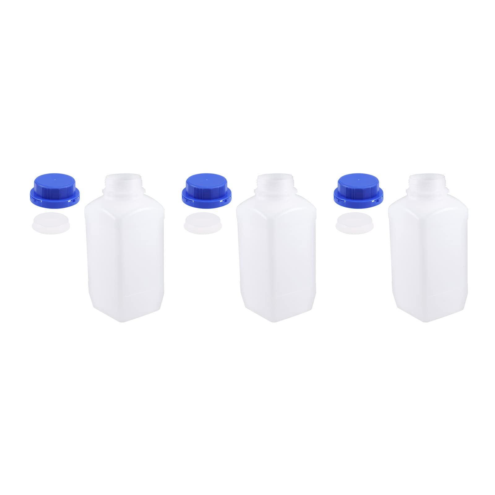 YOKIVE 3 Pcs Lab Chemical Bottle, Plastic Containers with Wide Mouth | Reagent Sample Sealing, Great for Laboratory, Store, Factory (Translucent, 1500-ML)