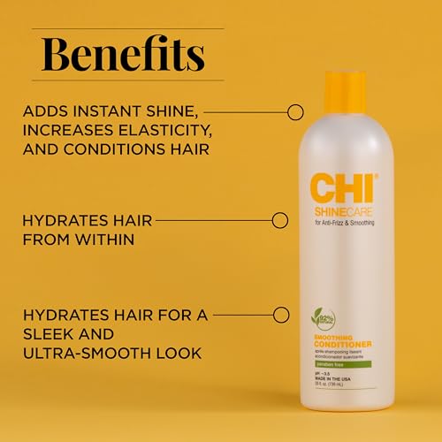 CHI ShineCare Smoothing Conditioner, Transforms Dull Hair Adding Instant Shine And Hydration, Sulfate, Paraben, & Cruelty-Free, 25 Oz