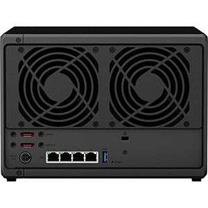 Synology DiskStation DS1520+ NAS Server with Celeron 2.0GHz CPU, 8GB Memory, 90TB HDD Storage, 1TB M.2 NVMe SSD, 4 x 1GbE LAN Ports, DSM Operating System