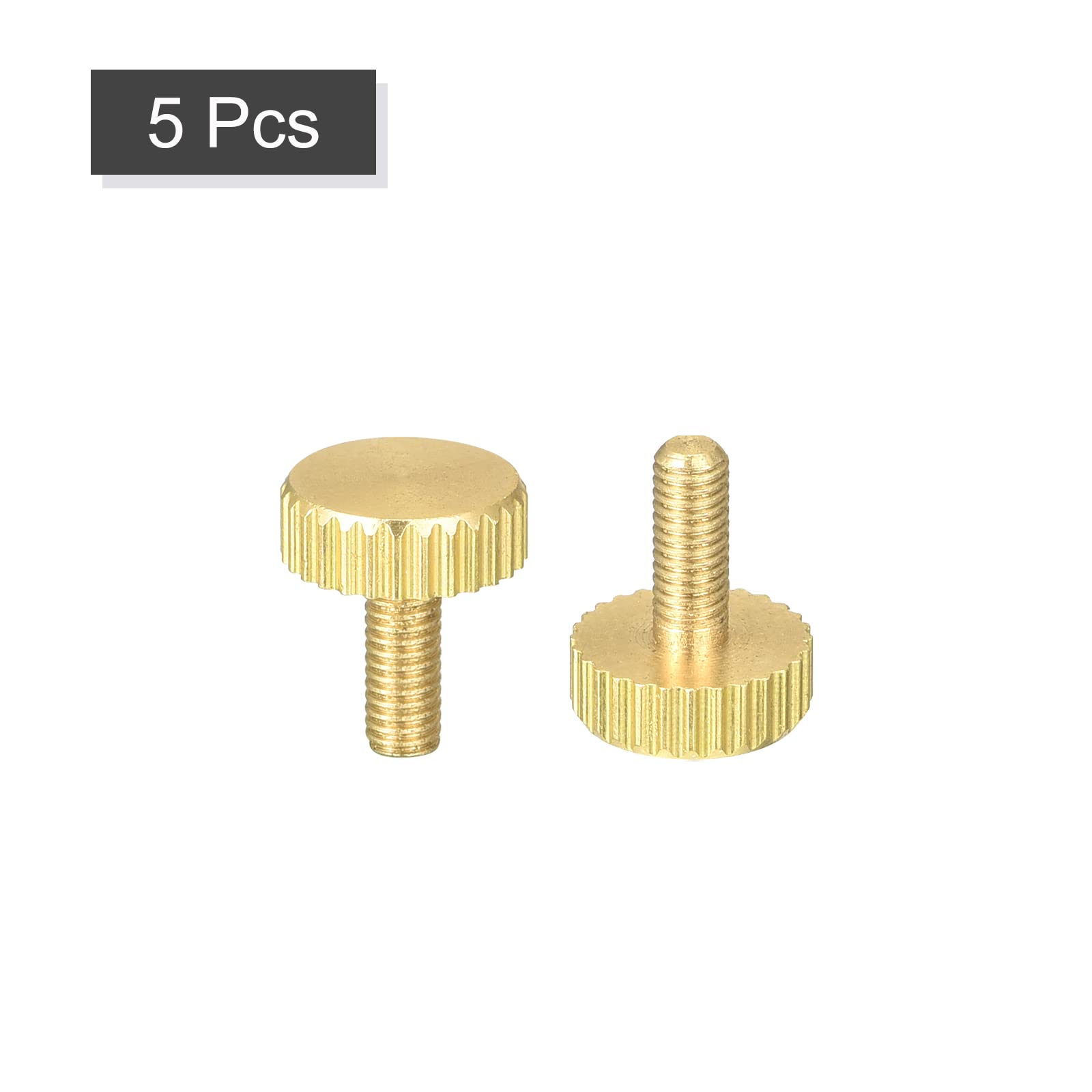 uxcell Knurled Thumb Screws, M3x8mm Flat Brass Bolts Grip Knobs Fasteners for PC, Electronic, Mechanical 5Pcs