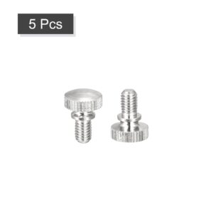 uxcell Knurled Thumb Screws, M5x8mm Brass Shoulder Bolts Grip Knobs Fasteners, Nickel Plated 5Pcs