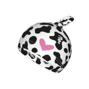 Cow Print Pink Heart Baby Stuff Newborn Swaddle and Hat Set Stretchy Soft Funny Baby Receiving Blanket Gifts for Infant Baby Boy Girl