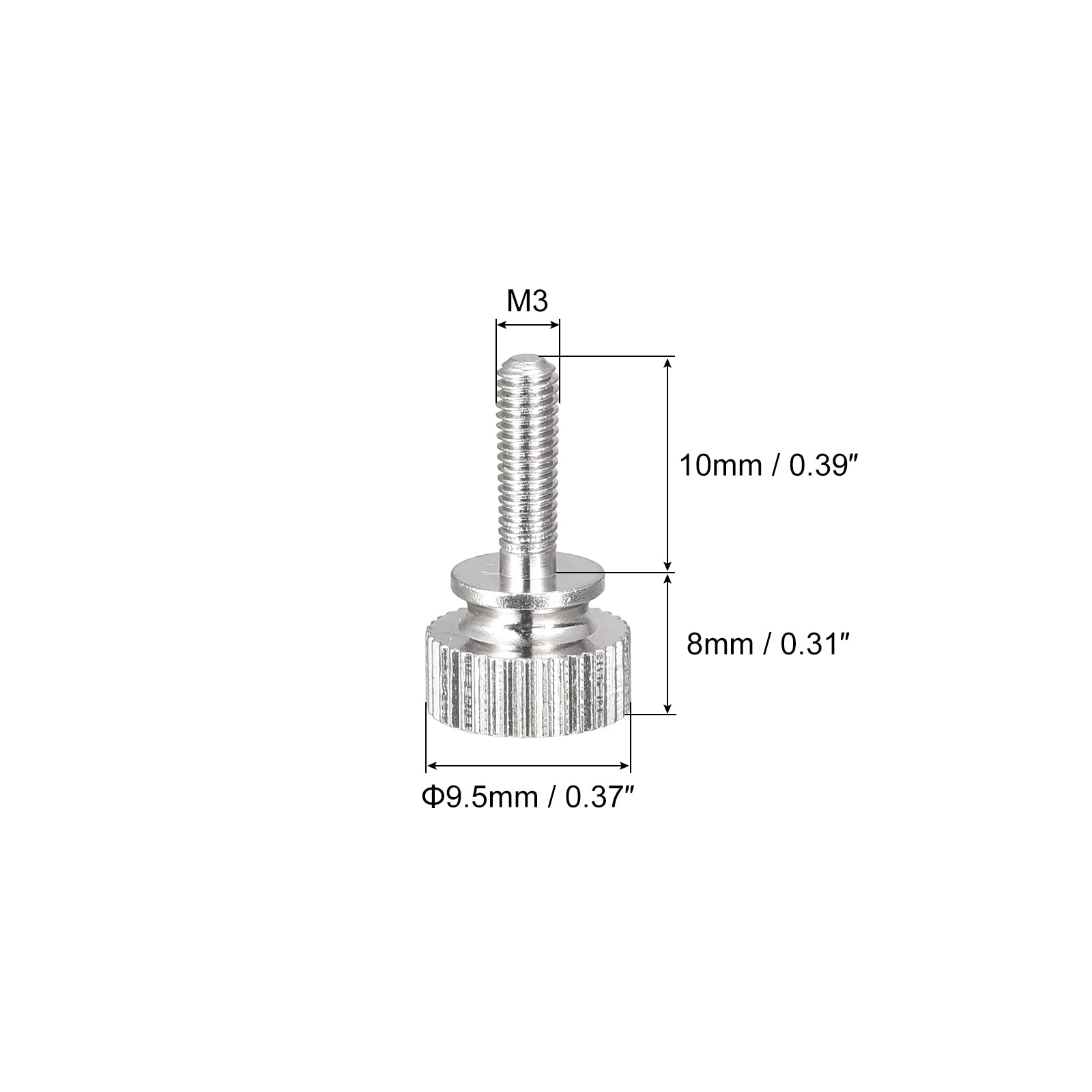 uxcell Knurled Thumb Screws, M3x10mm Brass Shoulder Bolts Grip Knobs Fasteners, Nickel Plated 2Pcs