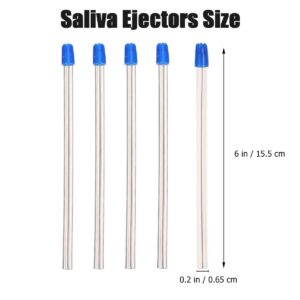 Bag of 100 Dental Disposable Saliva Ejectors Dental Suction Tips, Saliva Aspirator Tube & Evacuation Suction Tips, Clear Body with White/Blue Tips (Blue)