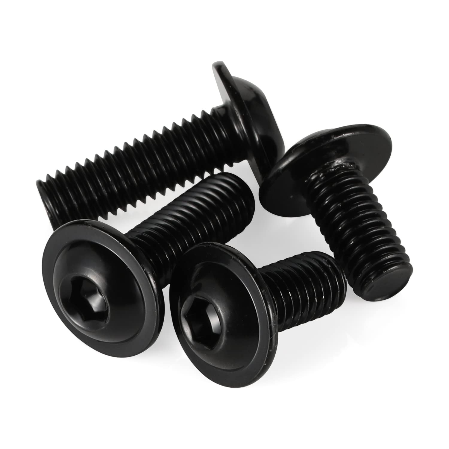 M8 x 16mm Flanged Button Head Socket Cap Screws, Black Oxide, Full Thread, Allen Socket Drive, 304 Stainless Steel, 20 PCS