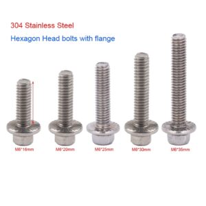 Hardware Fixing Spare Screws 10pcs/Lot M6 tornillos Stainless Steel SS304 Hex Flange Screws Cap Washer Head Bolts Fastener vis tete creuse (Length : 16mm)