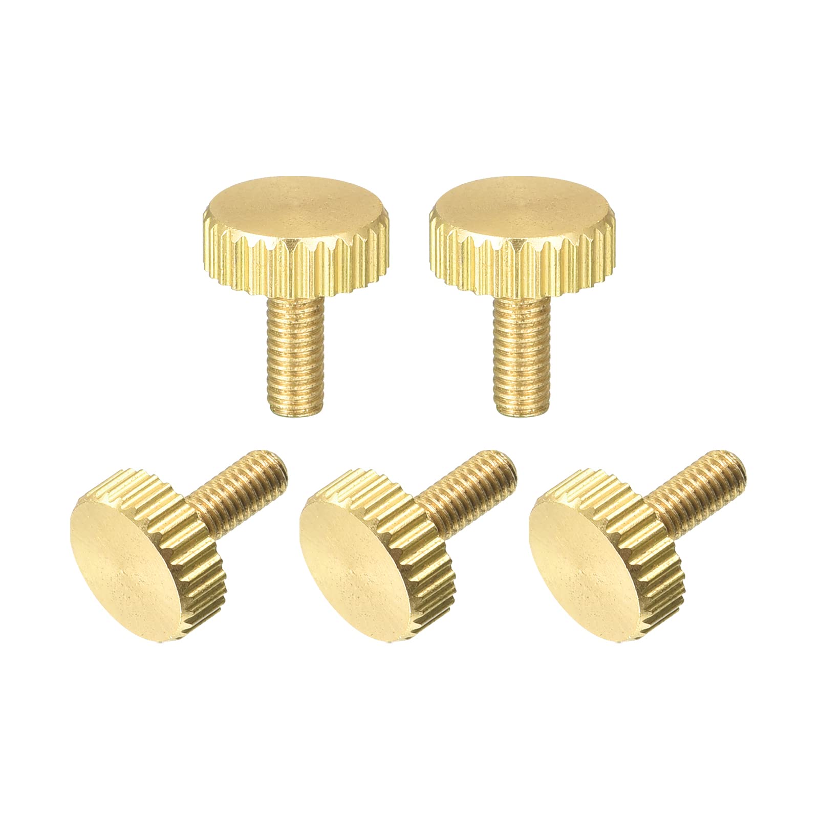 uxcell Knurled Thumb Screws, M3x8mm Flat Brass Bolts Grip Knobs Fasteners for PC, Electronic, Mechanical 5Pcs