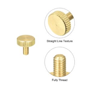 uxcell Knurled Thumb Screws, M4x8mm Flat Brass Bolts Grip Knobs Fasteners for PC, Electronic, Mechanical 10Pcs