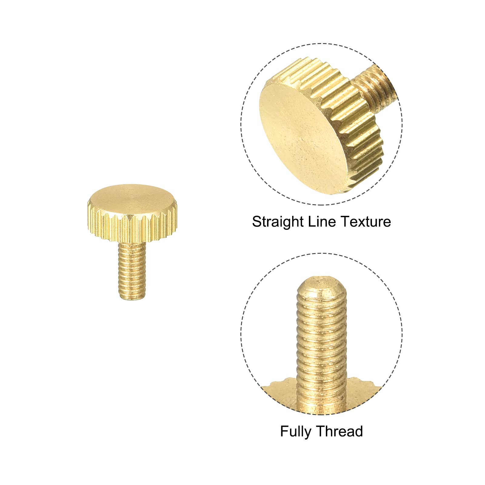 uxcell Knurled Thumb Screws, M3x8mm Flat Brass Bolts Grip Knobs Fasteners for PC, Electronic, Mechanical 5Pcs