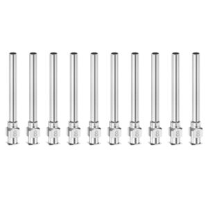 HARFINGTON 10pcs 8Gauge Stainless Steel Dispensing Needles, 1 1/2" All Metal Glue Needle Tube Blunt Tips Luer Lock for Thick Liquids, Ink, Glue, Lab Use