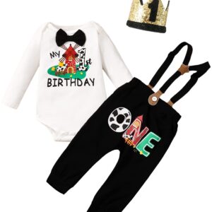 Baby Boy Birthday Outfit 1st Birthday Outfit Boy Farm 1st Birthday Outfit (Black,12-18 Months)