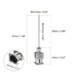 HARFINGTON 10pcs 20Gauge Stainless Steel Dispensing Needles, 1" All Metal Glue Needle Tube Blunt Tips Luer Lock for Thick Liquids, Ink, Glue, Lab Use