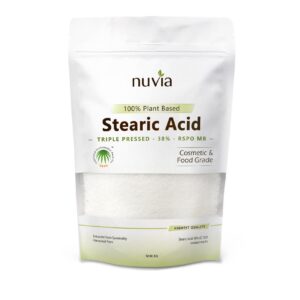 nuvia organics stearic acid - 100% plant based, food grade, triple pressed, certified sustainable 8oz