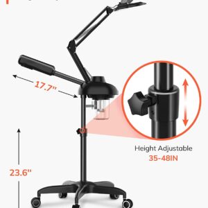 TASALON 2-in-1 Professional Facial Steamer, Hot Ozone Face Steamer for Facial with 5X Magnifying Lamp, Esthetician Steamer for Salon Beauty and Spa Shop, Skin Care Equipment with New Upgrade Wheels