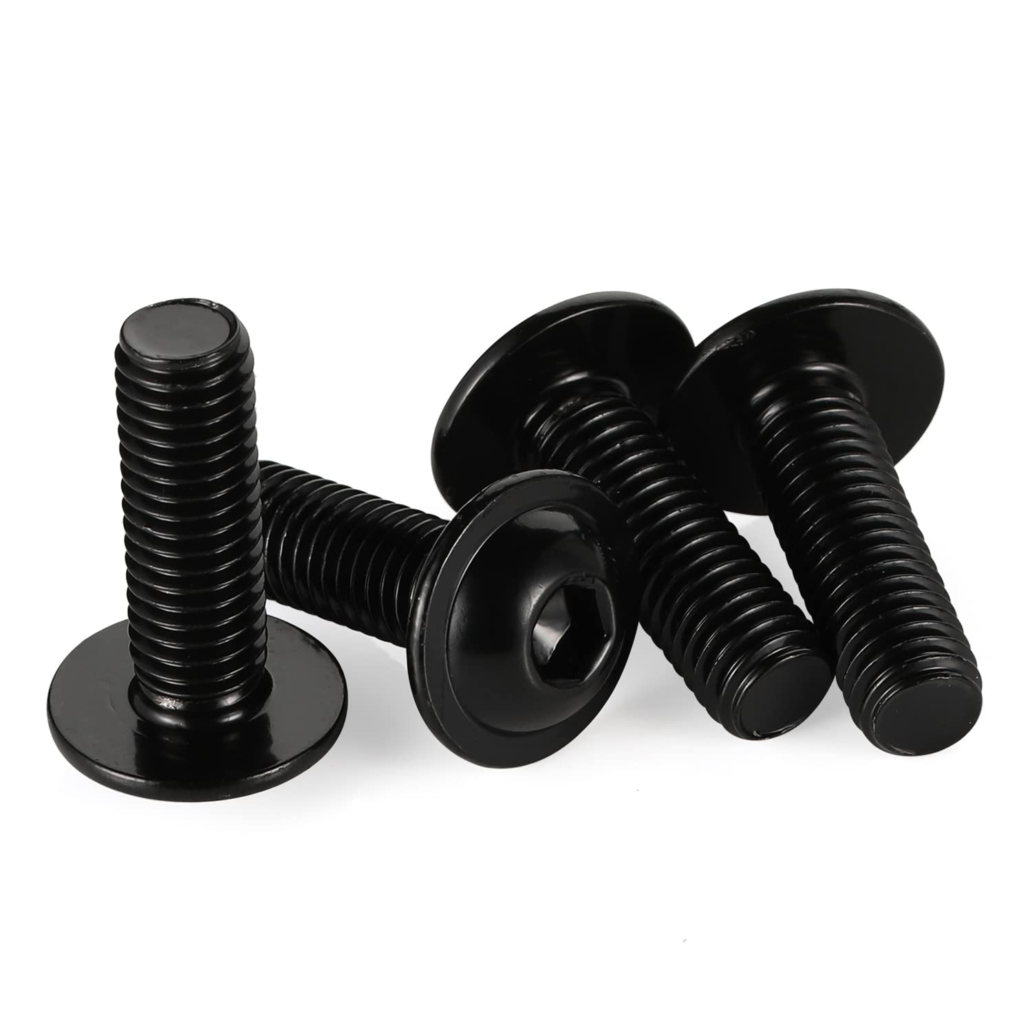 M8 x 16mm Flanged Button Head Socket Cap Screws, Black Oxide, Full Thread, Allen Socket Drive, 304 Stainless Steel, 20 PCS