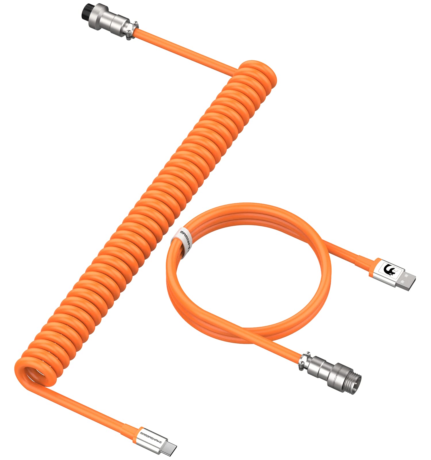 LexonElec Gaming Keyboard Cable, USB-Type C Dual Sleeve Stable Connection Mechanical Keyboard Cable, 2.0M (0.66 ft.) with Detachable Metal Flyer, Not Easy to Knot for PC Gamers(Orange)