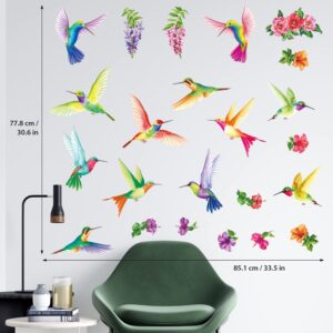 DECOWALL DS-8060 Tropical Flowers and Hummingbirds Wall Decals Stickers Room Bedroom Living décor Art Bird murals Removable Leaf Tree Vinyl Nursery Stick Window Home Peel DIY Kids Flying Decorations