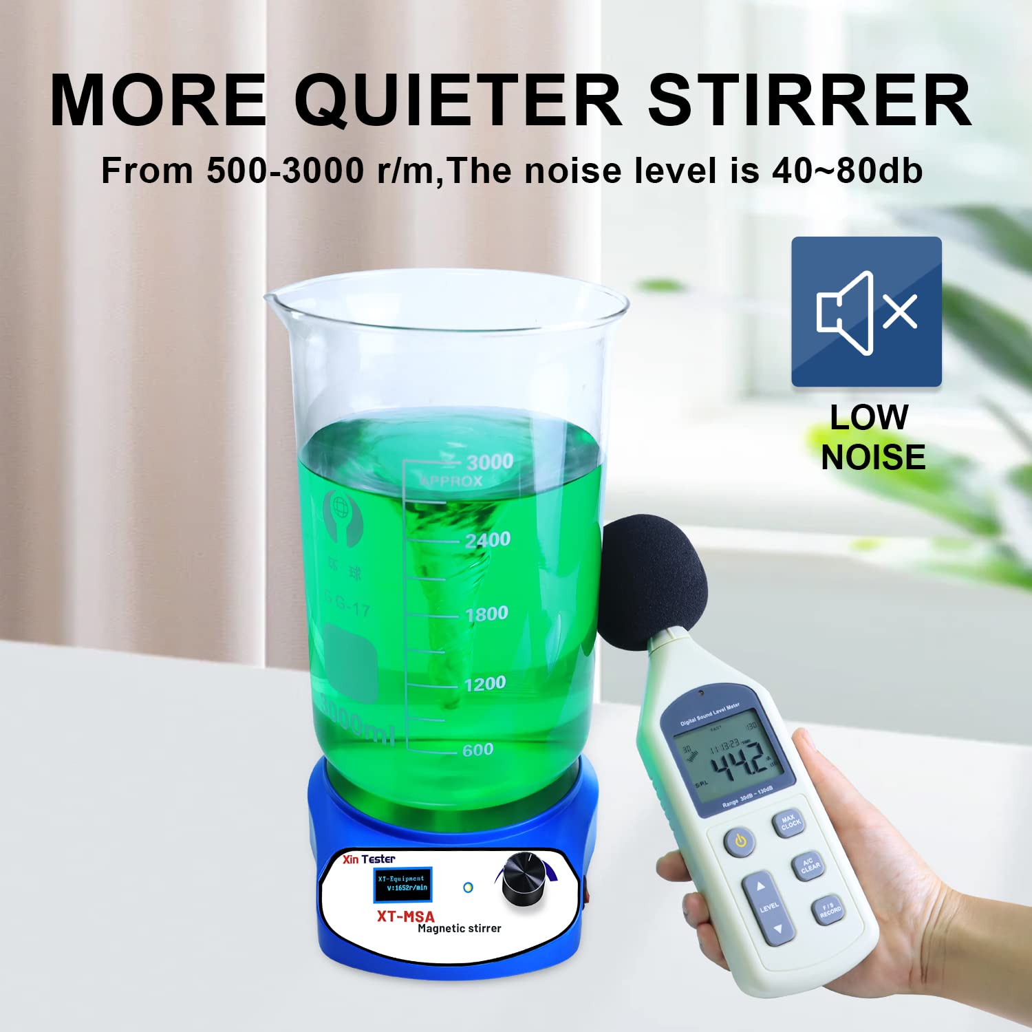 Xin Tester 3000ml LED Digital Magnetic Stirrer, Stainless Steel Magnetic Mixer with Stir Bar, Magnetic Stir Plate for Sauces/Yeast Starters/Paint/Ink/Lab (No Heating) Max Stirring Rate: 2200RPM