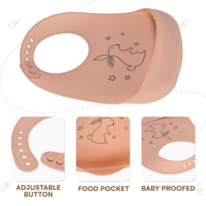 Silicone Bib - Soft Silicone Bibs for Babies,Toddler & Small Kids - Baby Bibs with Food Catcher, BPA Free and Waterproof - Durable Baby Food Bibs with Adjustable Neck Roll Bibs for Feeding Pockets