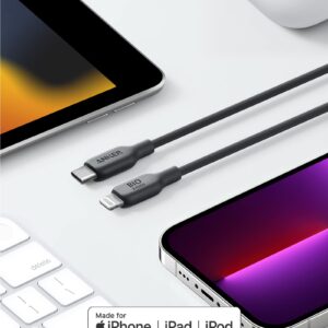 Anker 543 USB C to USB C Cable (100W 6ft), USB 2.0 Bio-Based Charging Cable USB-C to Lightning Cable, 541 Cable (6ft), MFi Certified, Bio-Based Fast Charging Cable (Phantom Black)