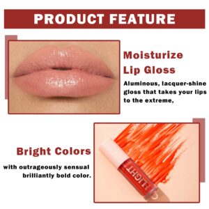 AWCCXMYM 6PCS Nude Lip Gloss Set Shine Glossy Plumping Clear Non-Sticky Matte Liquid Nude Lipstick Lip Stain Set A