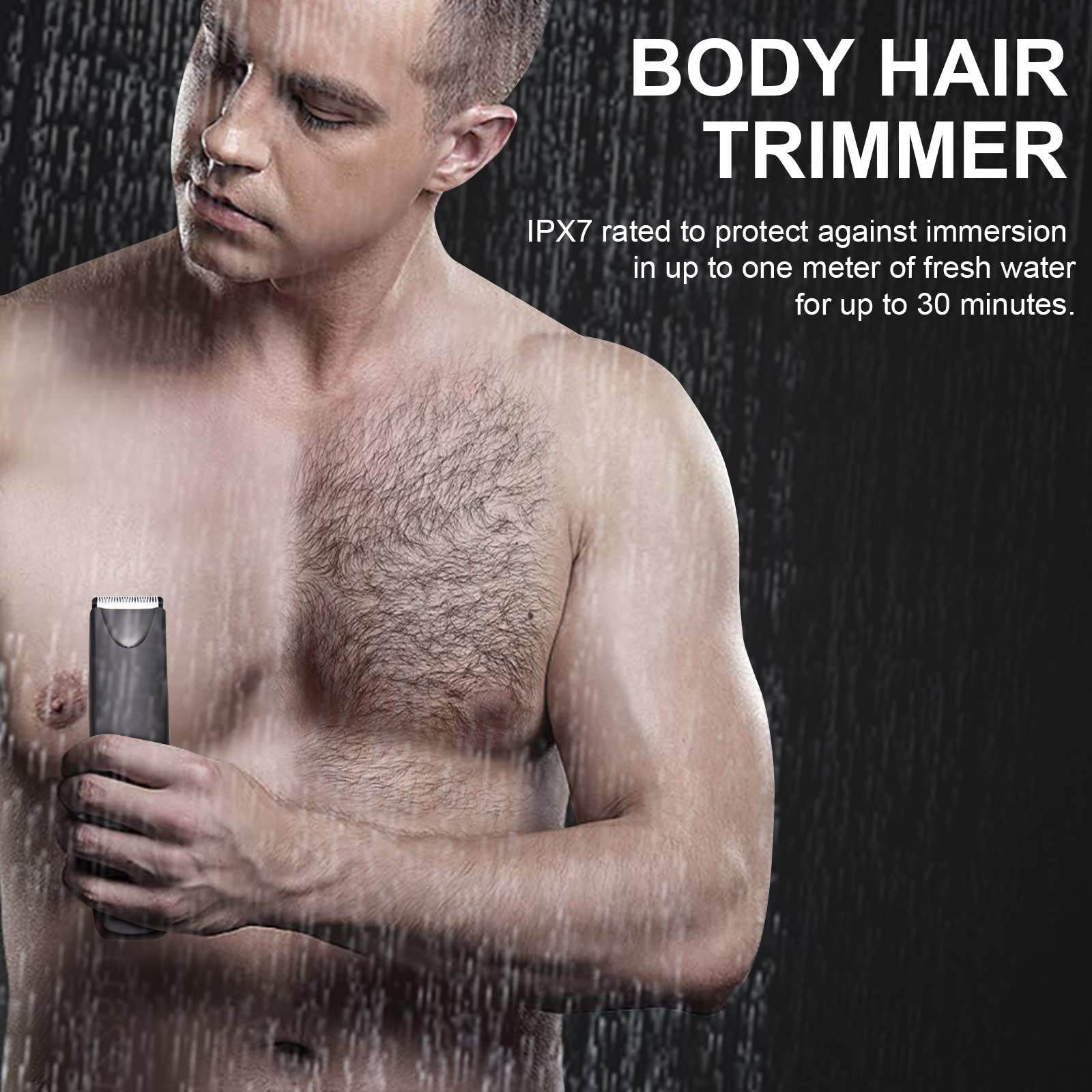 MOKEMAKE Men's Body Hair Trimmer - Electric Razor Shavers, Waterproof, IPX7, for Pubic Hair Trimming, with Charging Dock