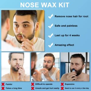 Nose Wax Kit for Men and Women - Instant Hair Removal, 100g Hard Wax, 20 Applicators, 10 Mustache Guards, and 10 Paper Cups - Painless, Safe, 20 times usage count - White Applicators