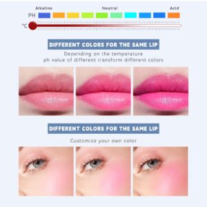 HOSAILY 2Pcs Blush Rouge Color Changing Blusher for Cheek and Lip, Magic Lip Balm Multi Use Cream Liquid Blush Gel Transparent Color Changing Blush Lip Gloss Long Lasting Glossy Shiny Blush Makeup