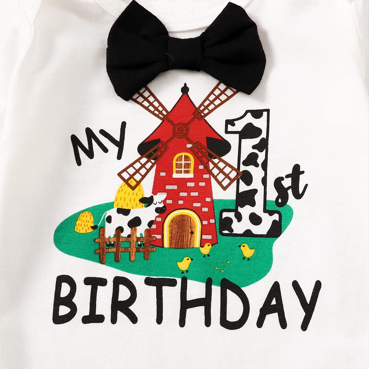 Baby Boy Birthday Outfit 1st Birthday Outfit Boy Farm 1st Birthday Outfit (Black,12-18 Months)