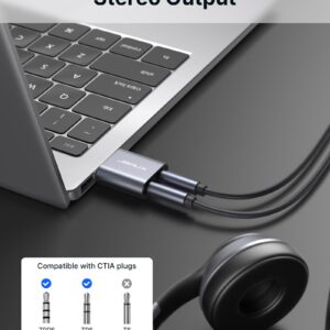 USB Audio Adapter, JSAUX USB to Audio Jack Sound Card Adapter with 3.5mm TRRS Headphone and Microphone External USB Sound Card Compatible with Laptop, Desktops, Windows, MAC, Linux, PC, PS5, PS4