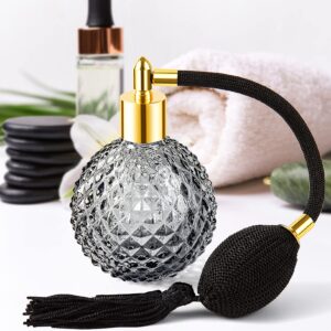 Lamoutor Vintage Perfume Spray Bottle 100ml Vintage Refillable Perfume Bottle with Long Tassel Black