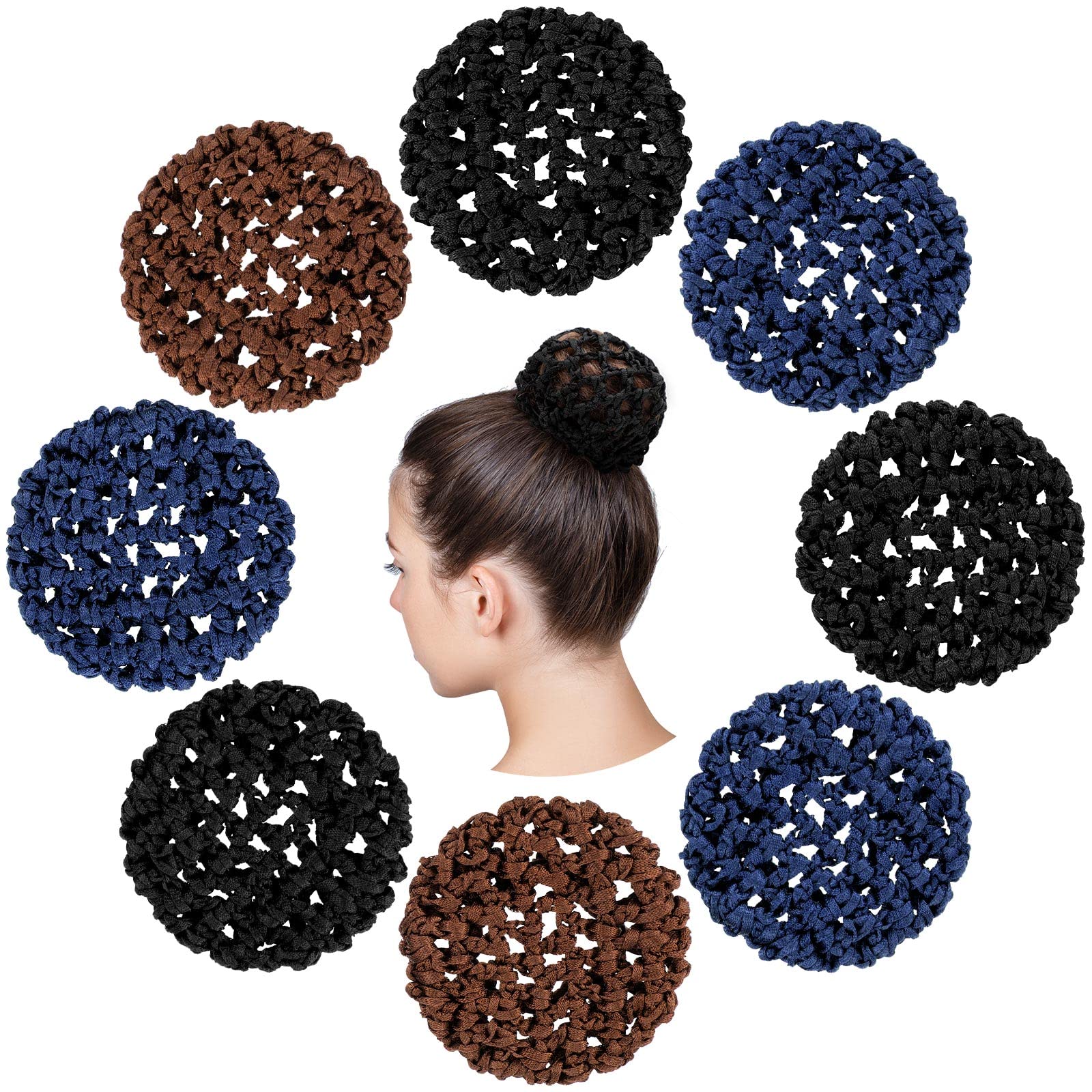 Ballet Hair Bun Covers and Nets - 8 Pieces Invisible Hair Nets for Dance, Women, and Girls (Simple Style)