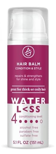 WaterLess Hair Balm Condition & Style, Moisturizing, Strengthening & Split End Repair Hair Treatment, 5.1 fl oz (Pack of 3)