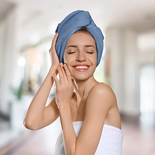 Exec-U-Gift Microfiber Hair Towel Wrap, Hair Turban Towel Super Absorbent Twist Turban Dry Hair Caps with Buttons Bath Loop Fasten Salon Dry Hair Hat