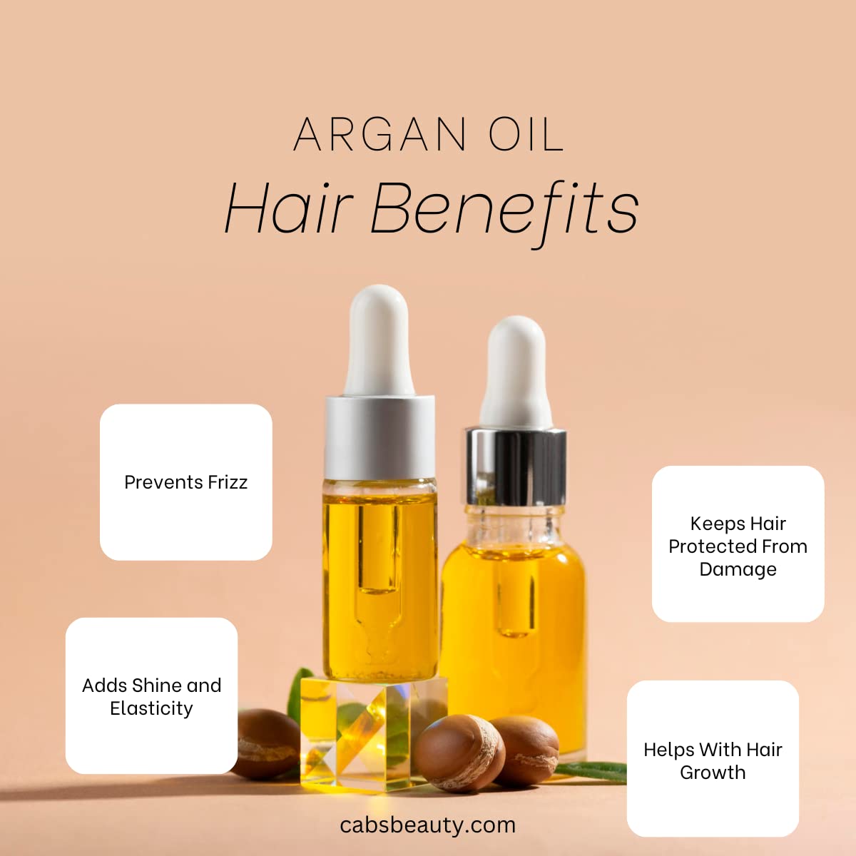 Cab's Moroccan Argan Oil Hair Serum Treatment, Nourishing and Repair Hair Shine - Paraben Free, Sulfate Free 2x 1.69 fl oz (Pack of 2 pcs)