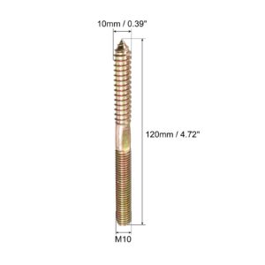 uxcell M10x120mm Hanger Bolts, 24pcs Double Head Thread Dowel Screws for Wood Furniture Connecting