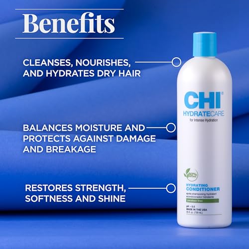 CHI HydrateCare Hydrating Conditioner, Balances Hair Moisture and Protects Against Damage and Hair Breakage, Sulfate, Paraben, & Cruelty-Free, 25 Oz