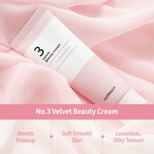 numbuzin No.3 Velvet Beauty Cream | Hydration, Textured Skin, Poreless, Smooth Skin, Makeup Prep, Primer, Niacinamide | Korean Skincare | 2.02 fl. oz.